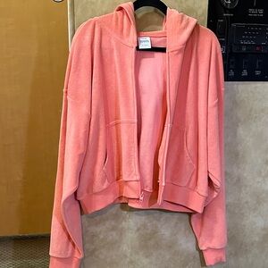 TNA Towel Terry Hoodie in Coral